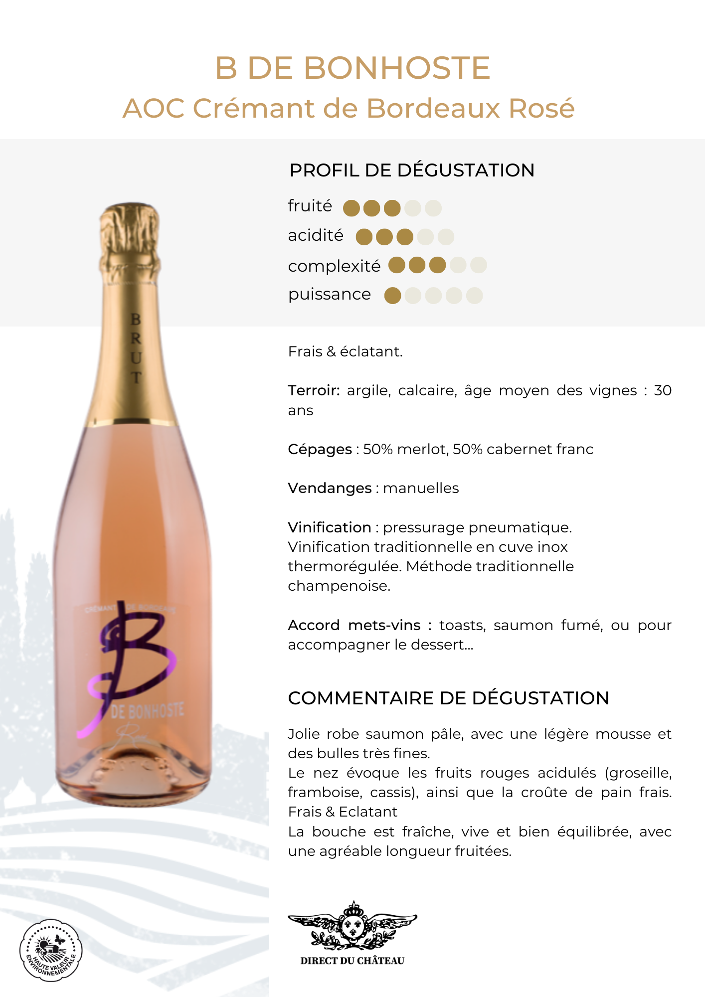 B de Bonhoste - Crémant de Bordeaux 2022 rosé