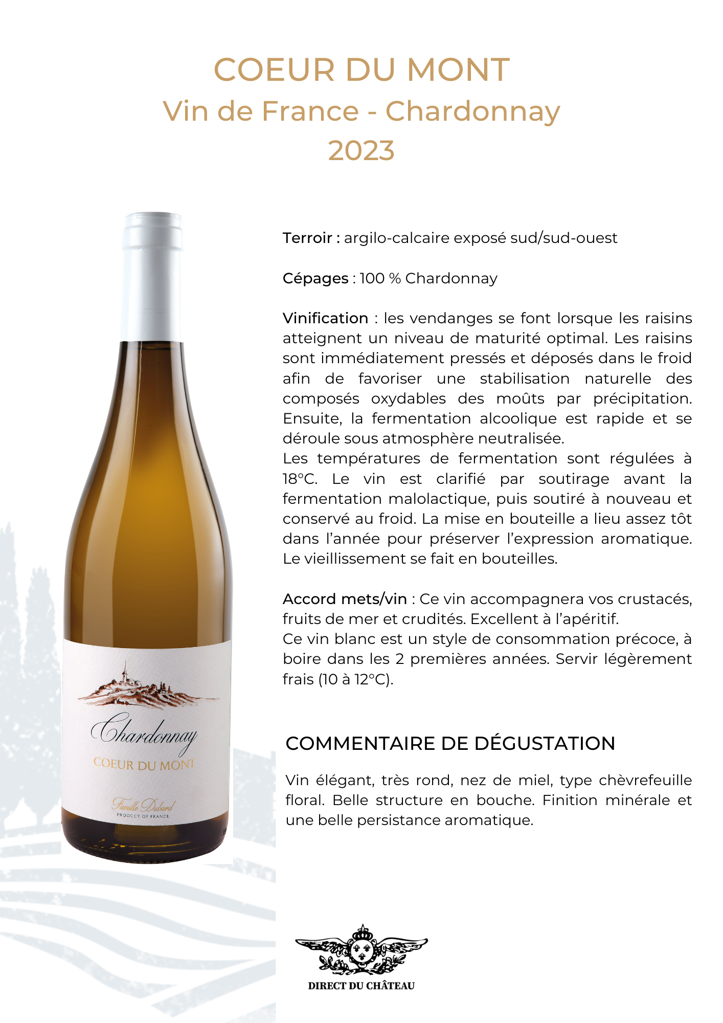 Cœur du Mont - Chardonnay 2023 Vin de France blanc