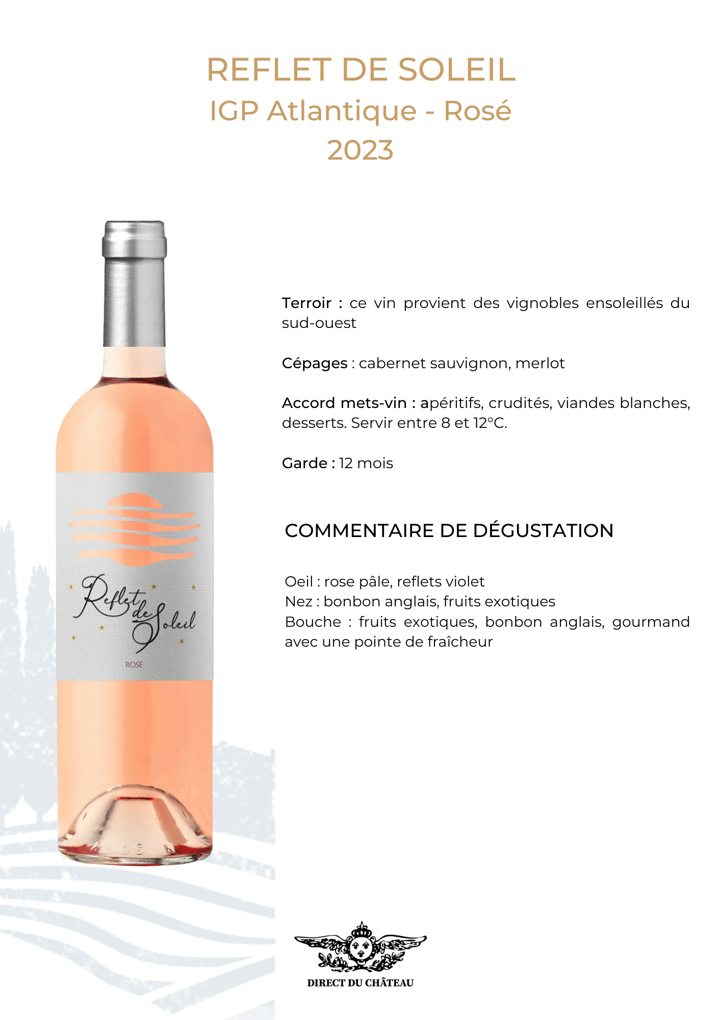 Reflets de Soleil - IGP Atlantique 2023 rosé