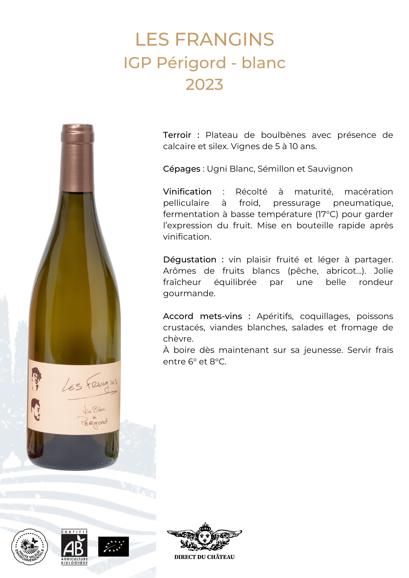 Les Frangins - IGP Périgord 2023 blanc