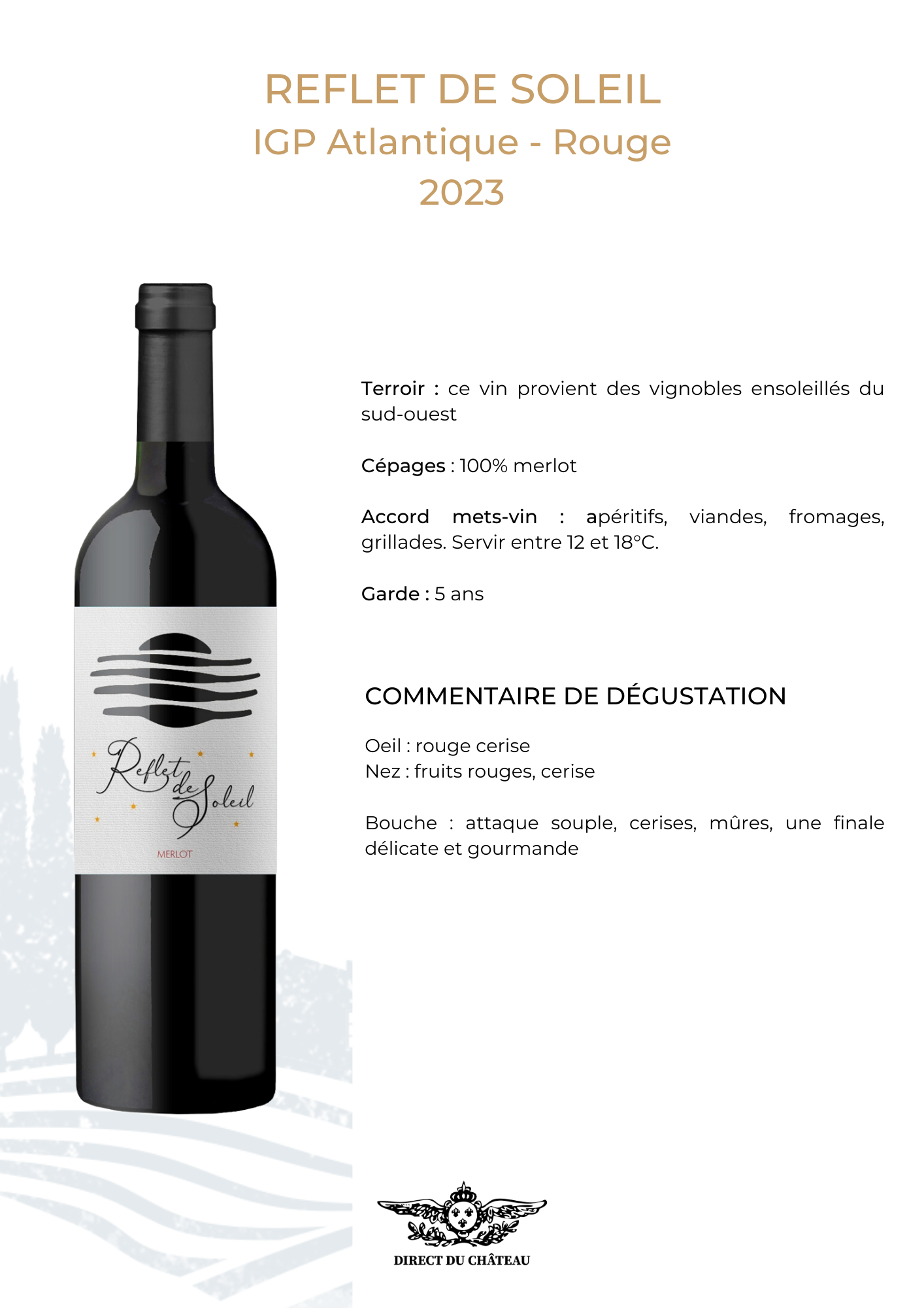Reflets de Soleil - IGP Atlantique 2023 rouge