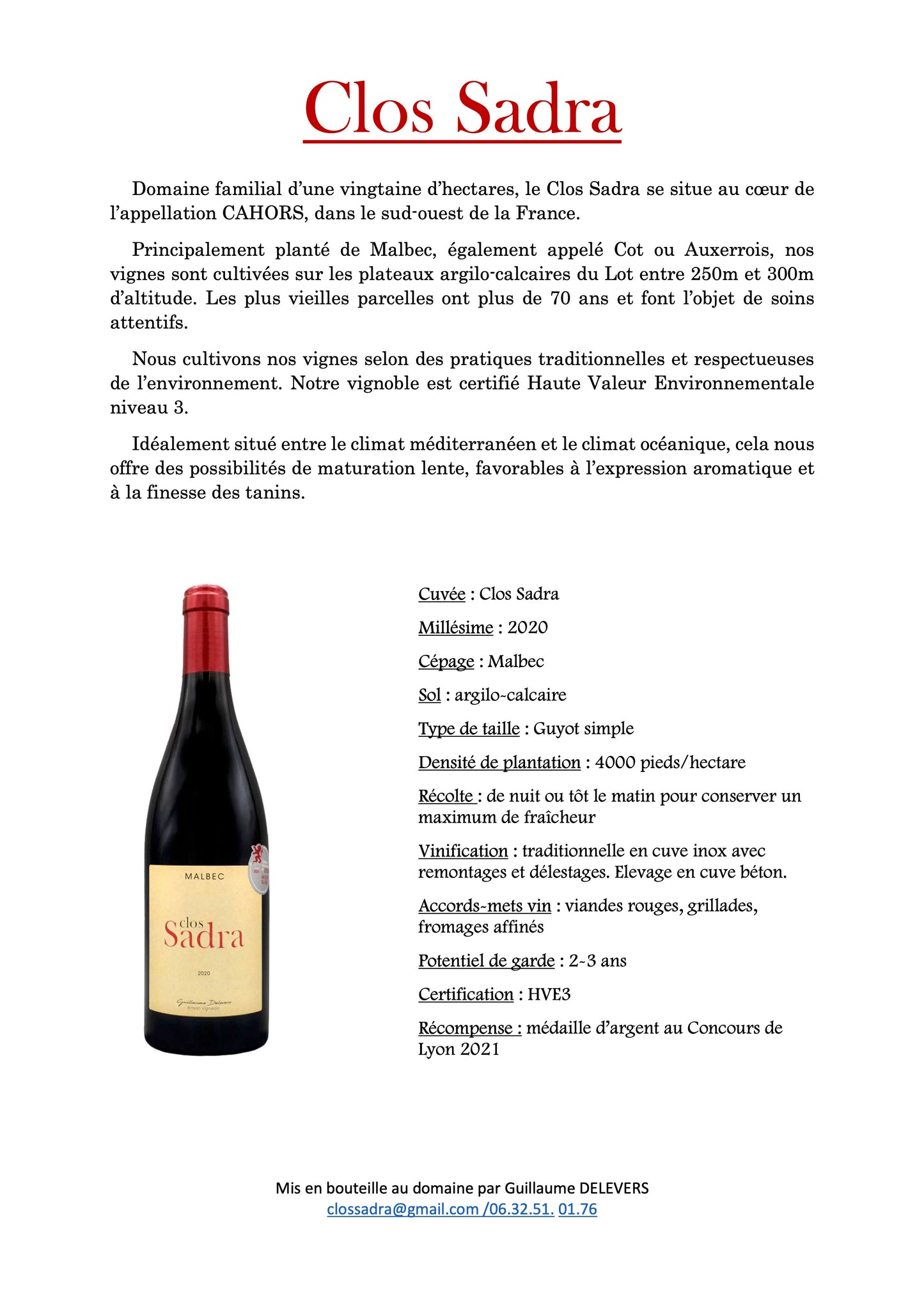 Clos SADRA - Cahors